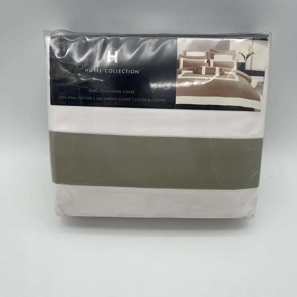 Hotel Collection King Comforter Cover Color Blocking 100% Pima Cotton 340 Thread